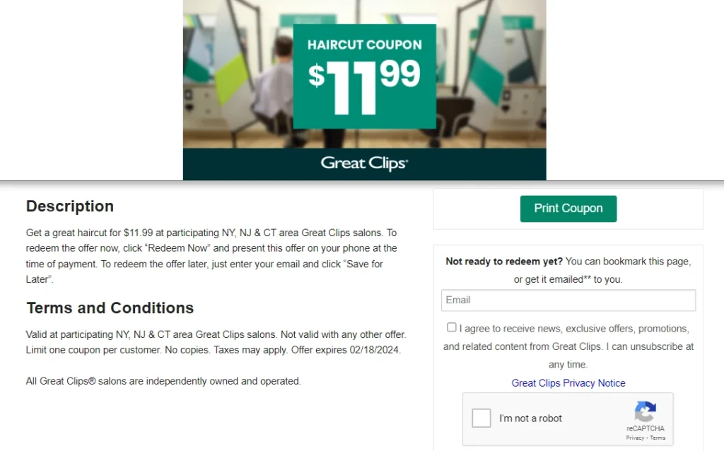 Great Clips $11.99 Coupon Page