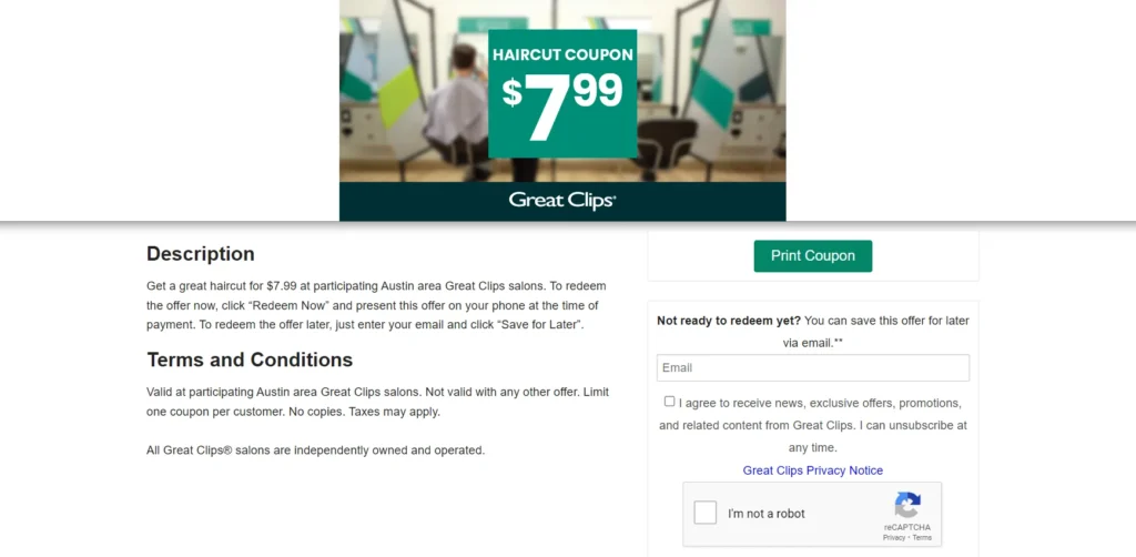 Printable Great Clips $7.99 Coupon