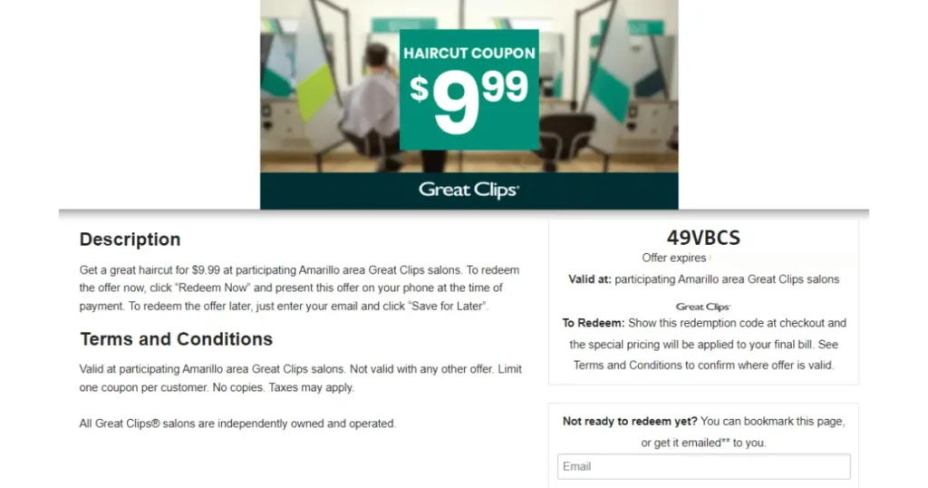 great clips $9.99 coupon Printable