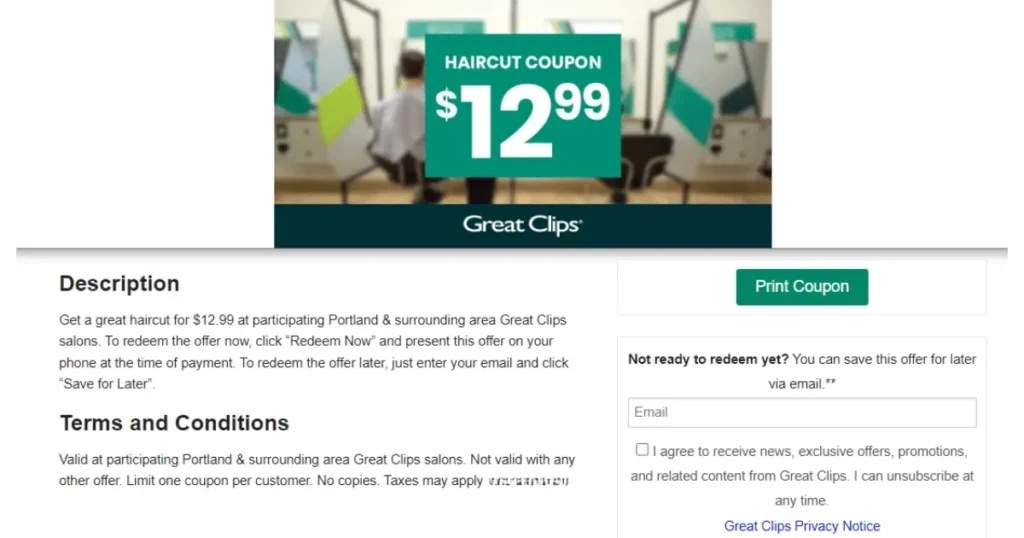 Great Clips $12.99 Coupon Printable