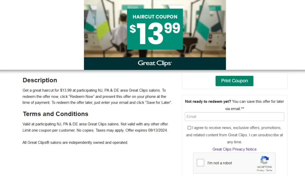 $13.99 Great Clips Coupon Printable