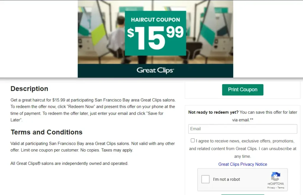 $15.99 Great Clips Coupon Page