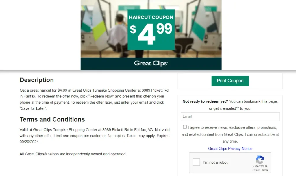 $4.99 Great Clips Coupon Page